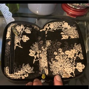 White and black flowery wallet